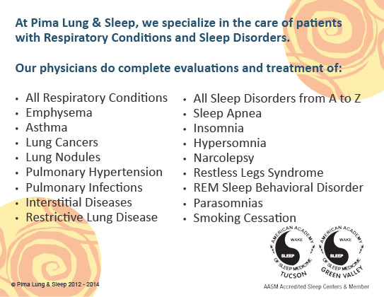 We specialize in the care of patients with respiratory conditions and sleep disorders.